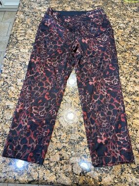 Beverly Drive Leopard Print Pants in Black and Burgundy